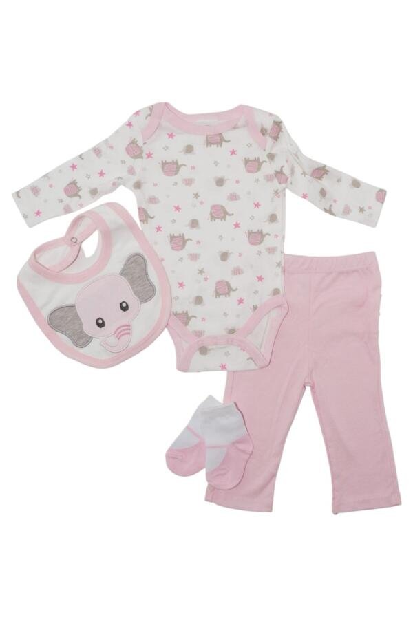 Elephant Print Long Sleeve Bodysuit with Pajama