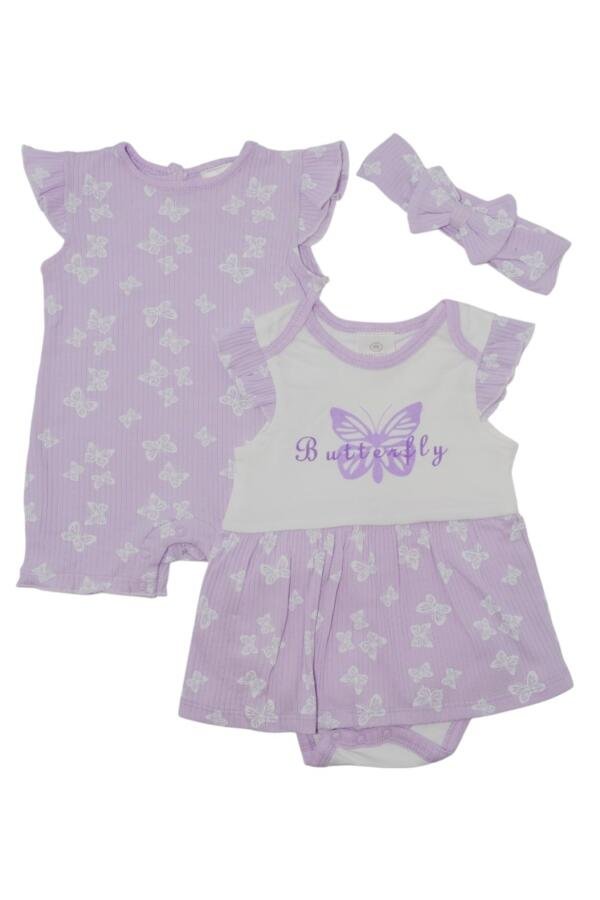 Butterfly Printed Bodysuit Short Sleeve 2-Piece