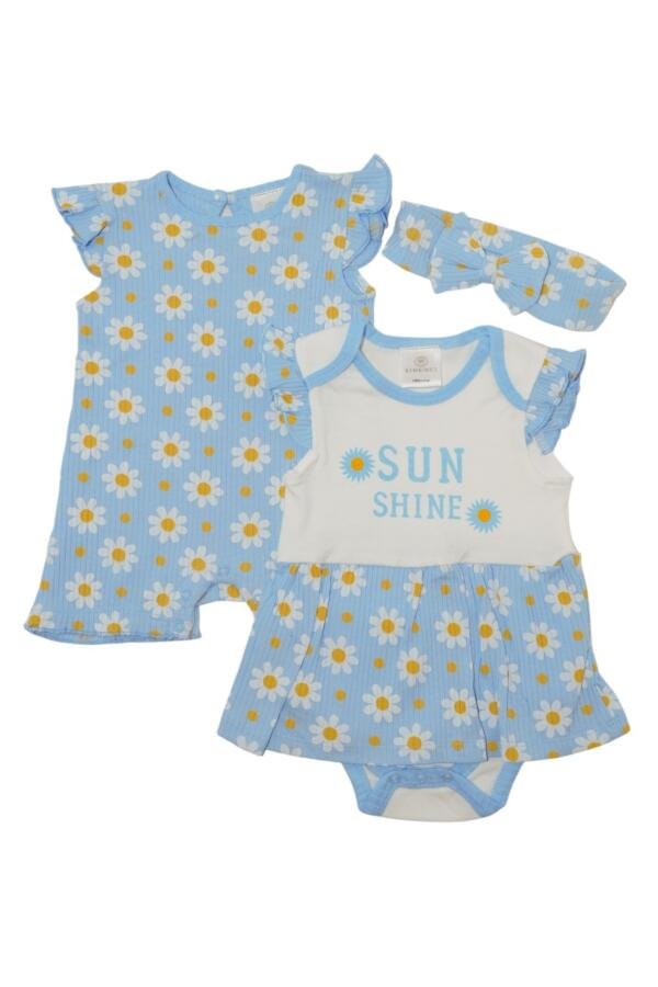 Daisy Flower Printed Bodysuit Short Sleeve 2-Piece