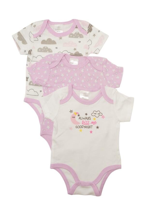 3-Piece Short Sleeve Printed Bodysuit for Baby Girl