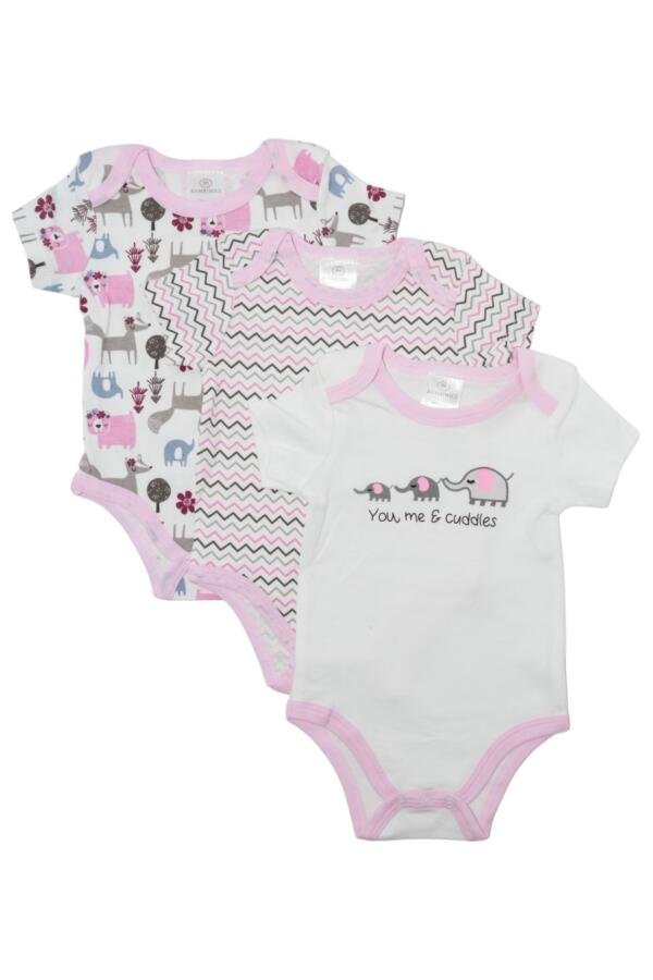 3-Piece Short Sleeve Animal Printed Bodysuit for Baby Girl
