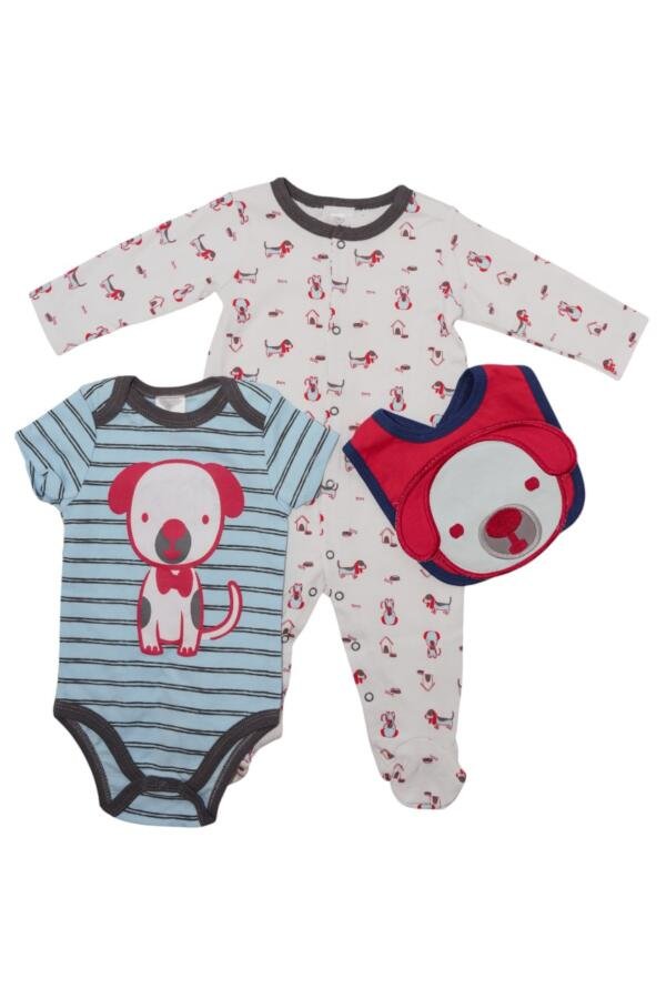Dog Print 2-Piece Body Suit with bib