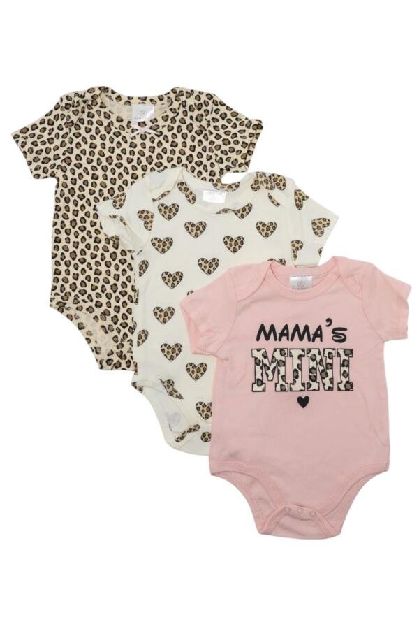 3-Piece Short Sleeve Leopard Print Bodysuit for Baby Girl