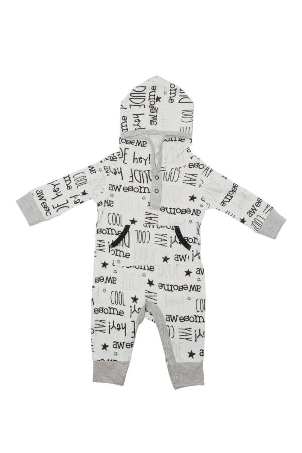 Letters Print Body Suit with Hoodie