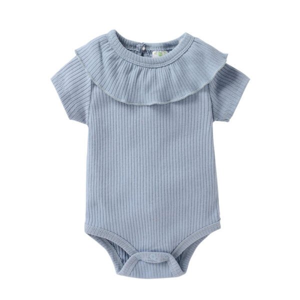 Plain Blue Short Sleeve Bodysuit