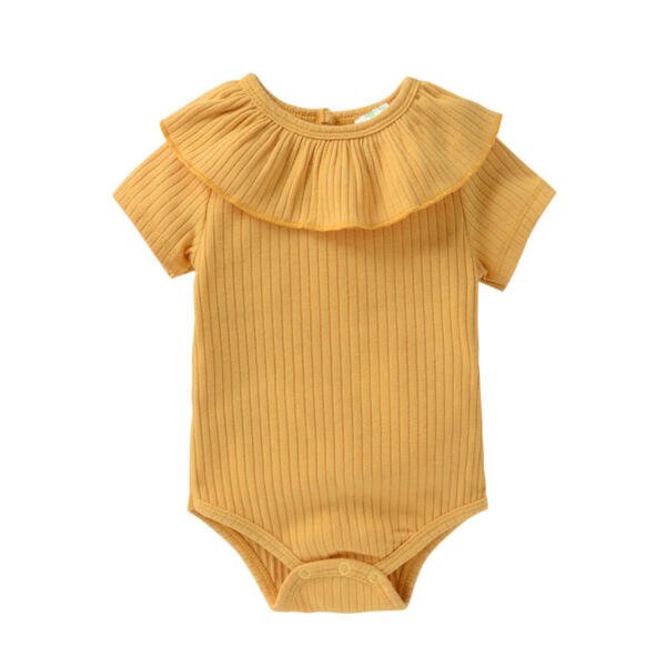 Plain Mustard Yellow Short Sleeve Bodysuit
