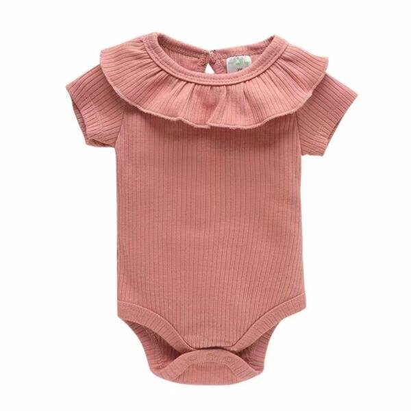 Plain Dark Pink Short Sleeve Bodysuit