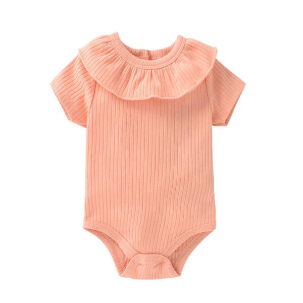 Plain Peach Short Sleeve Bodysuit