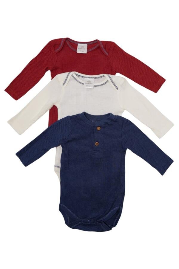 3-Pack Solid Plain Colors Long Sleeve Bodysuit
