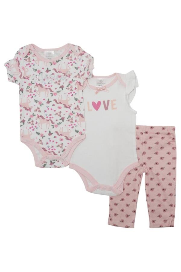 Unicorn Print Short Sleeve with Pajama 3-Piece