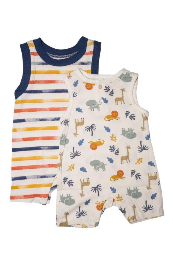 Liam 2- Piece Sleeveless Jungle Printed Baby BodySuit