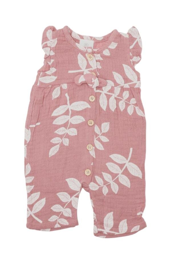 Abigail Short Sleeve Romper Leaves Print