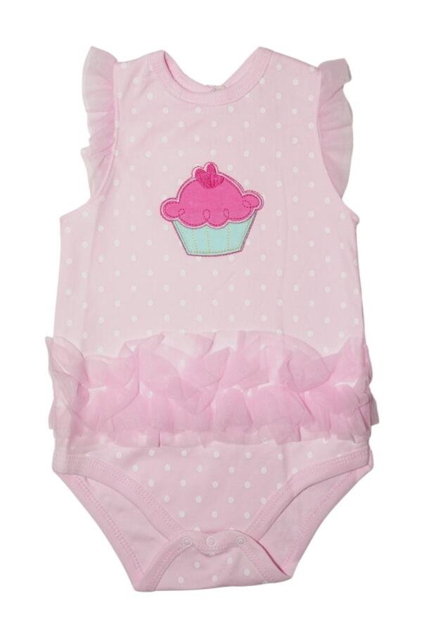 Zairah Cupcake Print Ruffled Bodysuit Dress