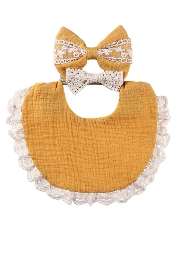 Camila Ribbons Headband & Baby Bib Set