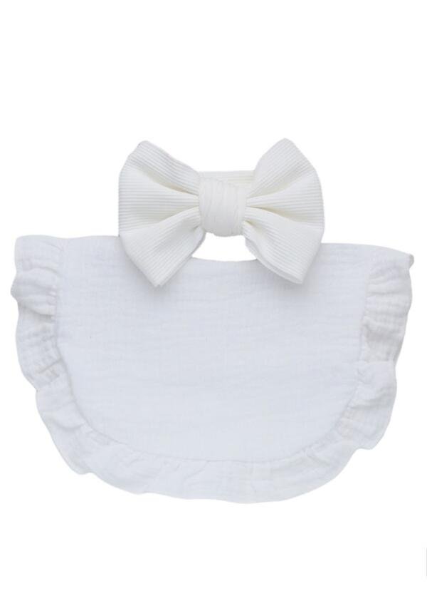 Ava Small Ribbon Headband & Baby Bib Set