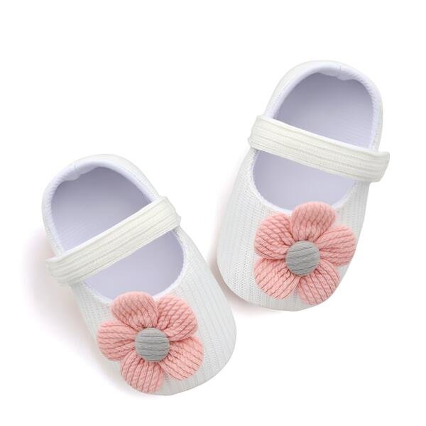 Velvet Blossom Baby Shoes – Pink, Red, Gray, Black, White – 0 to 18 Months