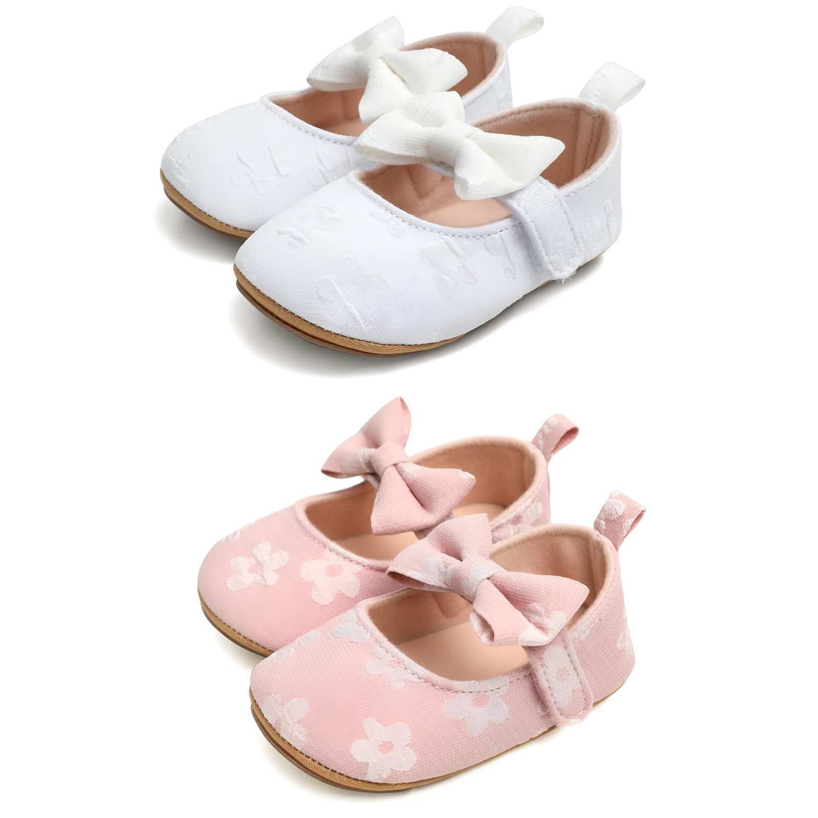 Floral Bloom Baby Ballerinas β Pink, White β 0 to 18 Months