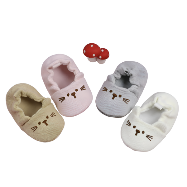 Kitty Crib Shoes – Pink, White, Gray, Brown – 0 to 18 Months