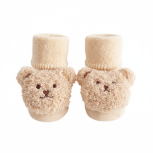 Baby Cute 3D Bear Face Socks for Newborns & Infants, Cream, Dark Brown, Brown, light Brown - 0Y to 3Y