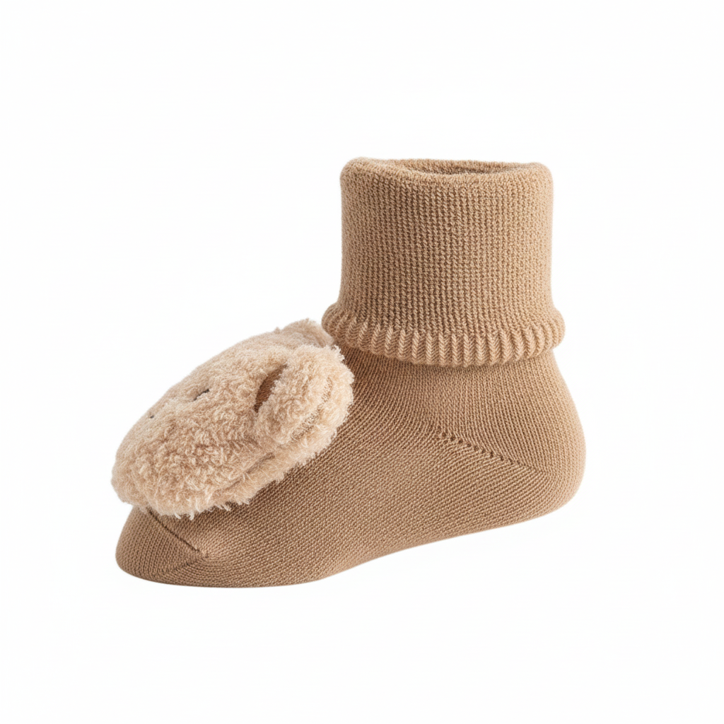 Baby Cute 3D Bear Face Socks for Newborns & Infants, Cream, Dark Brown, Brown, light Brown - 0Y to 3Y - Image 15