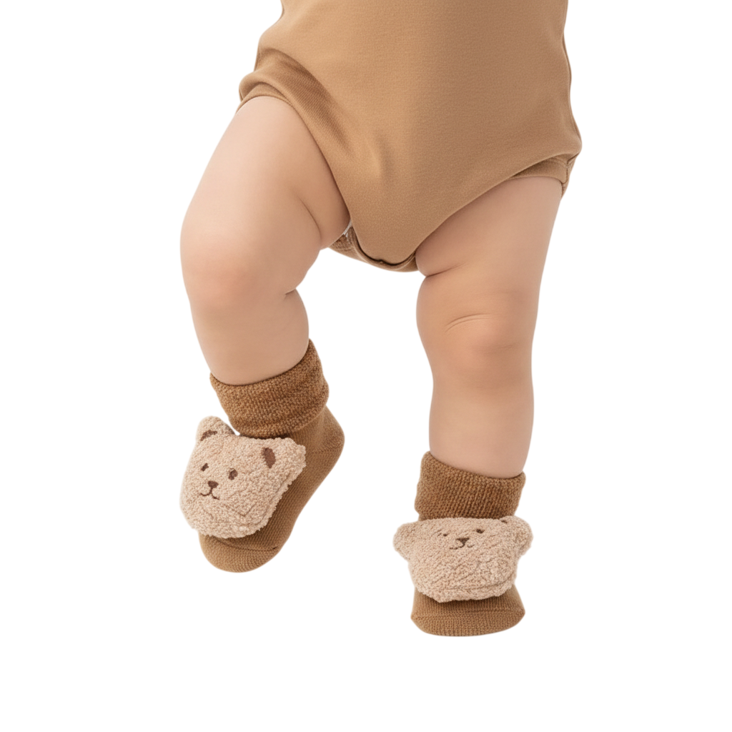 Baby Cute 3D Bear Face Socks for Newborns & Infants, Cream, Dark Brown, Brown, light Brown - 0Y to 3Y - Image 18