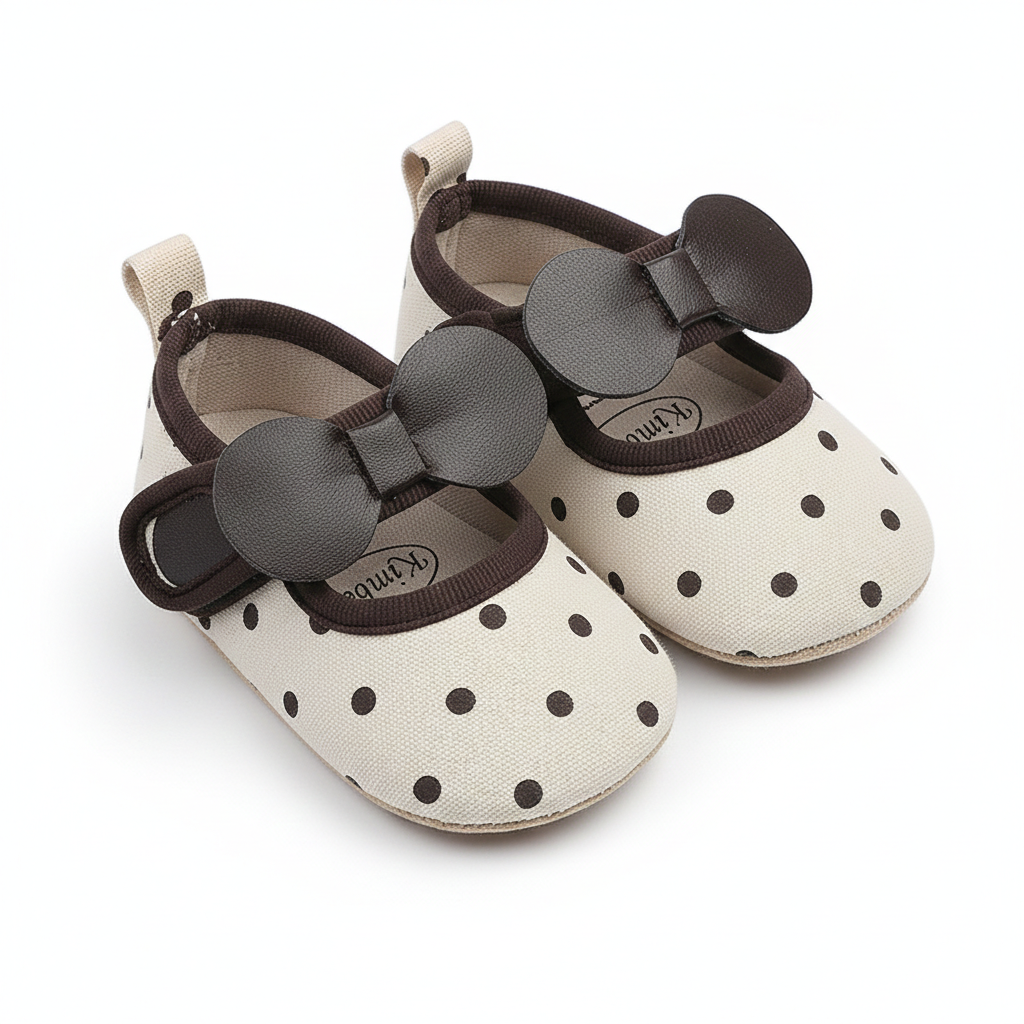 Baby Polka Bow Soft Sole Shoes β Black & Brown β 0 to 18 Months - Image 5