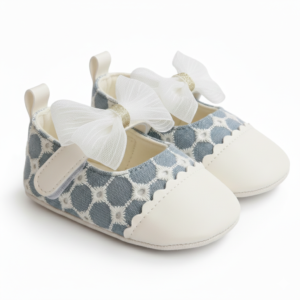 Baby Anna Maria Soft Sole Shoes – Grey & White – 0 to 18 Months