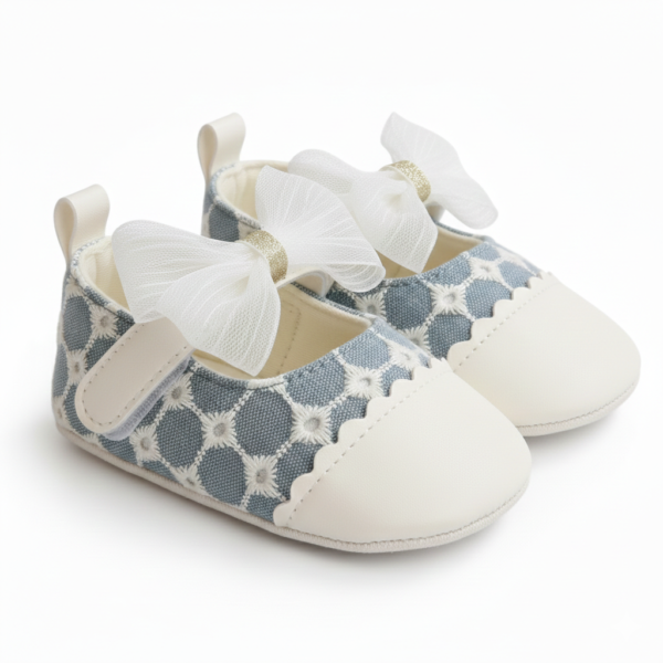 Baby Anna Maria Soft Sole Shoes – Grey & White – 0 to 18 Months