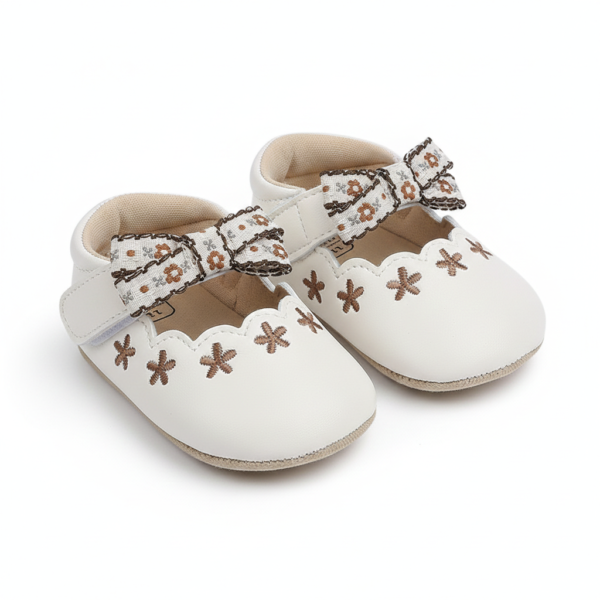 Baby Vintage Blossom Mary Jane Shoes – Cream, Brown & Black – 0 to 18 Months