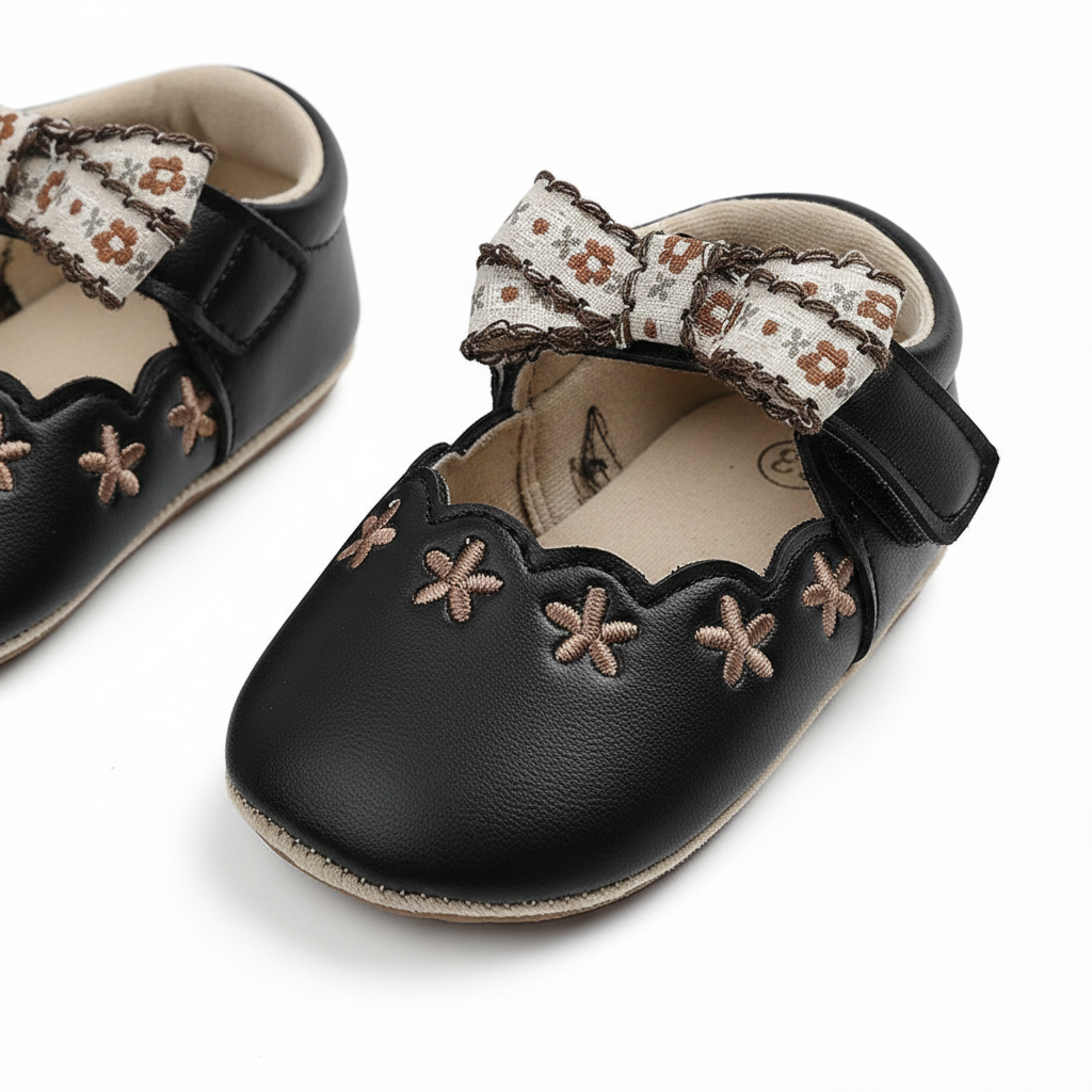 Baby Vintage Blossom Mary Jane Shoes β Cream, Brown & Black β 0 to 18 Months - Image 6
