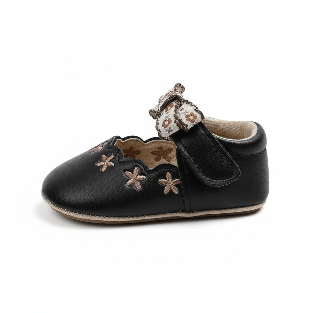 Baby Vintage Blossom Mary Jane Shoes β Cream, Brown & Black β 0 to 18 Months - Image 4