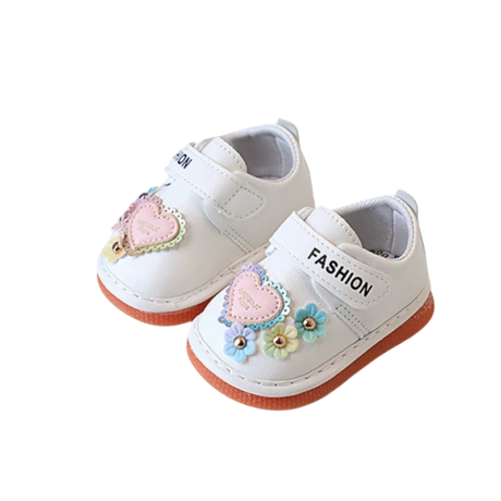 Baby Musical Flower First Walker Shoes – Pink & White – 0 to 24 Months