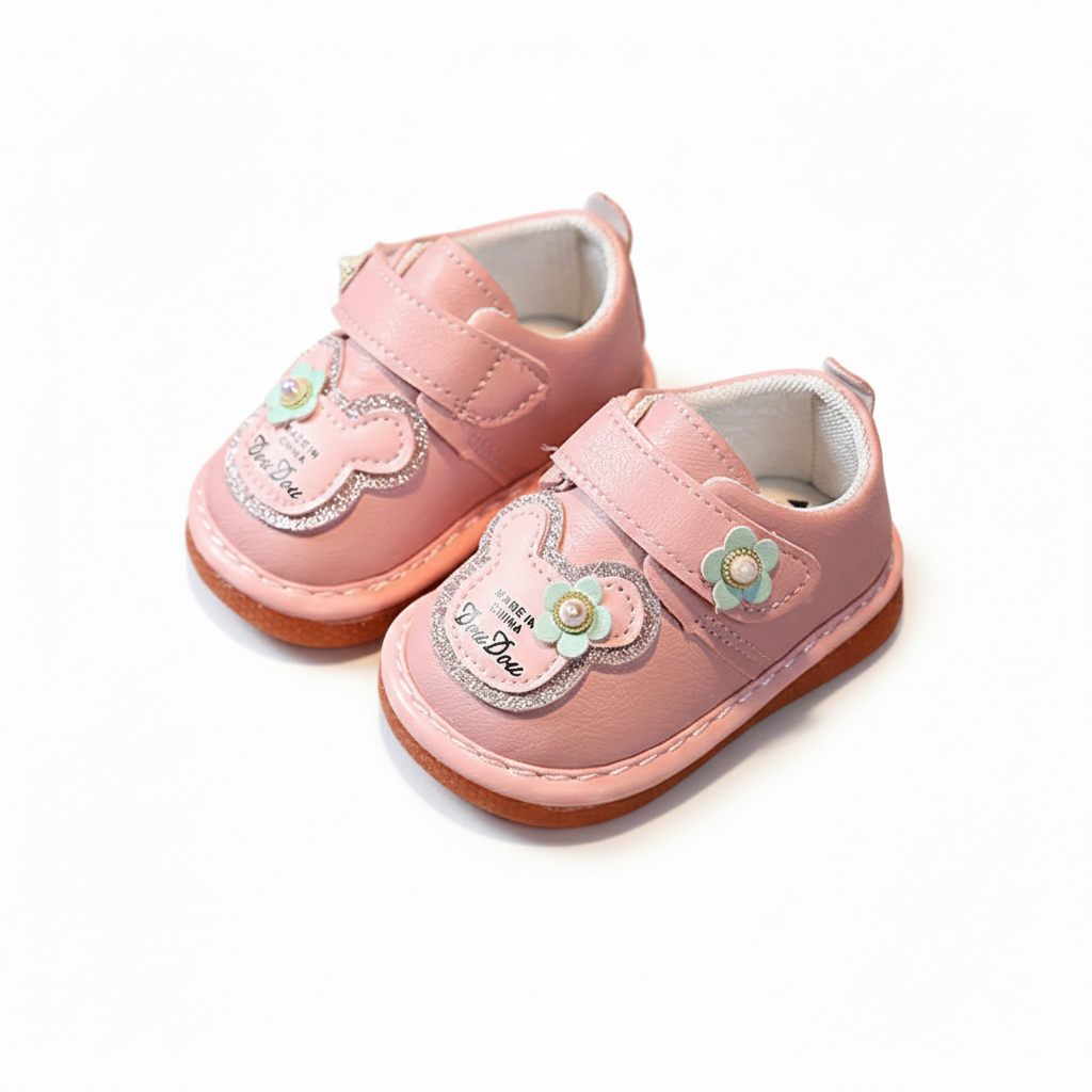 Baby Musical Mick Mouse First Walker Shoes β White & Pink β 0 to 24 Months