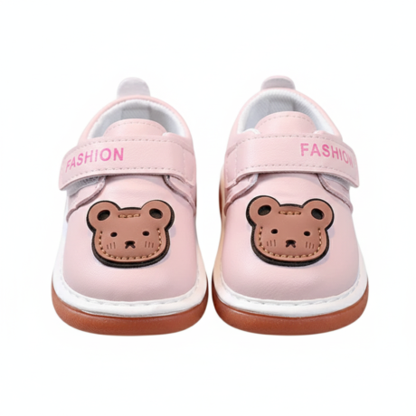 Baby Musical Bear First Walker Shoes – White, Brown & Pink – 0 to 24 Months