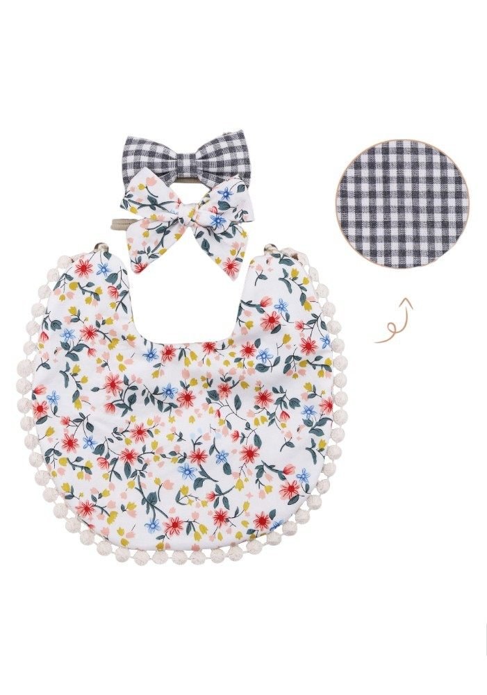 Isabella Ribbon Headband and Reversible Baby Bib For Babies Multicolor – photo 2