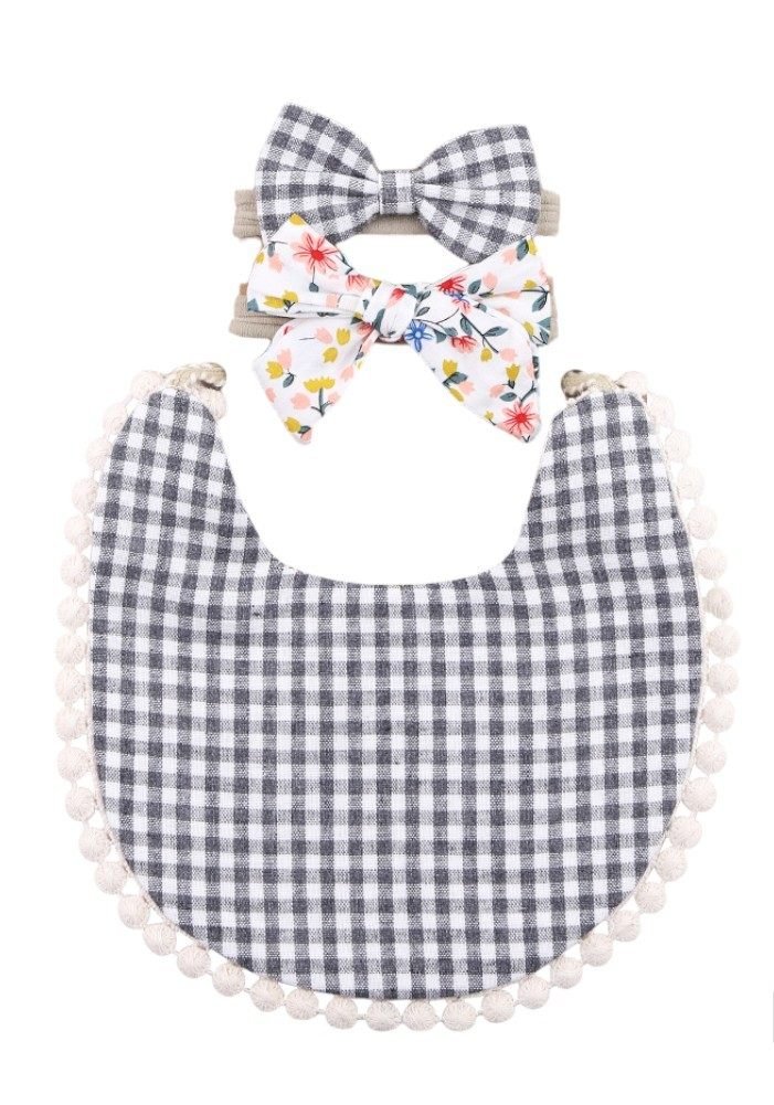 Isabella Ribbon Headband and Reversible Baby Bib For Babies Multicolor – photo 3