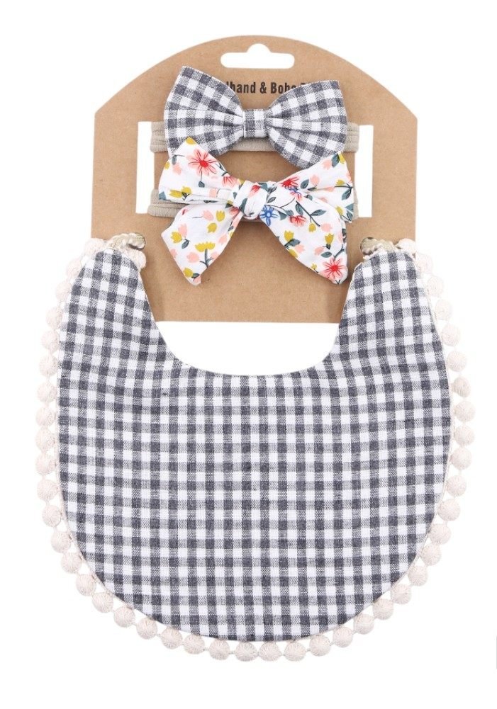 Isabella Ribbon Headband and Reversible Baby Bib For Babies Multicolor – photo 4