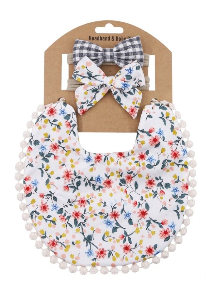 Isabella Ribbon Headband and Reversible Baby Bib For Babies Multicolor – photo 5