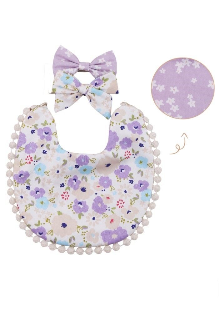 Isabella Ribbon Headband and Reversible Baby Bib For Babies Multicolor – photo 2
