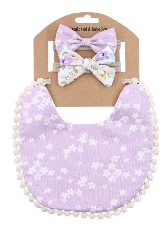 Isabella Ribbon Headband and Reversible Baby Bib For Babies Multicolor – photo 4