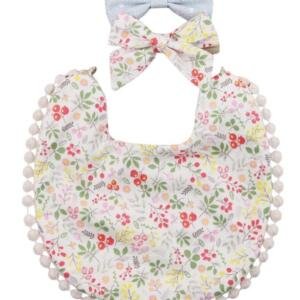 Isabella Ribbon Headband and Reversible Baby Bib For Babies Multicolor