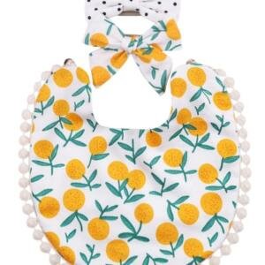 Isabella Ribbon Headband and Reversible Baby Bib For Babies Multicolor