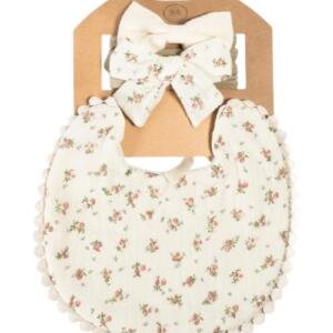 Ava Baby Bib and Ribbon Bow Set Multicolor