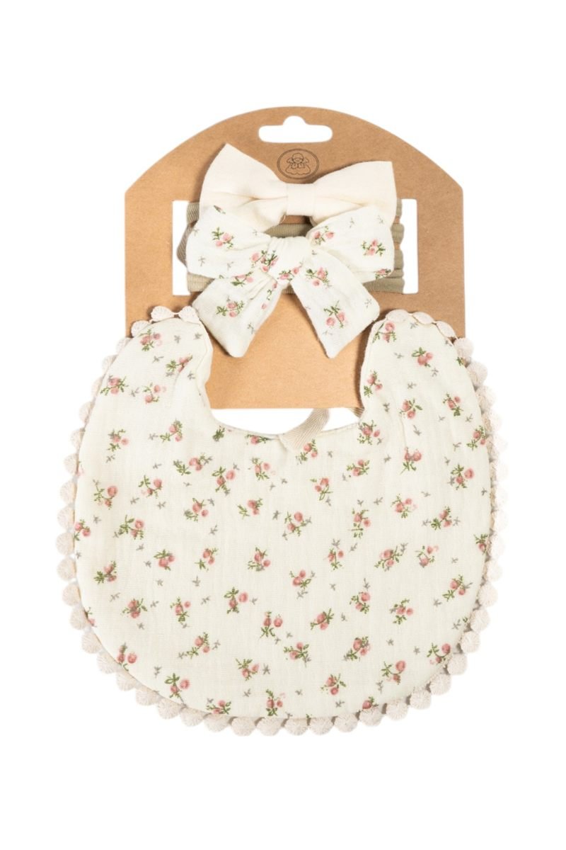 Ava Baby Bib and Ribbon Bow Set Multicolor