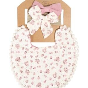 Ava Baby Bib and Ribbon Bow Set Multicolor