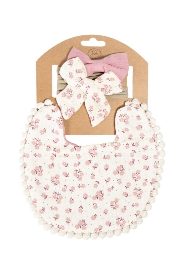 Ava Baby Bib and Ribbon Bow Set Multicolor