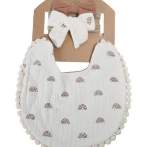 Ava Baby Bib and Ribbon Bow Set Multicolor