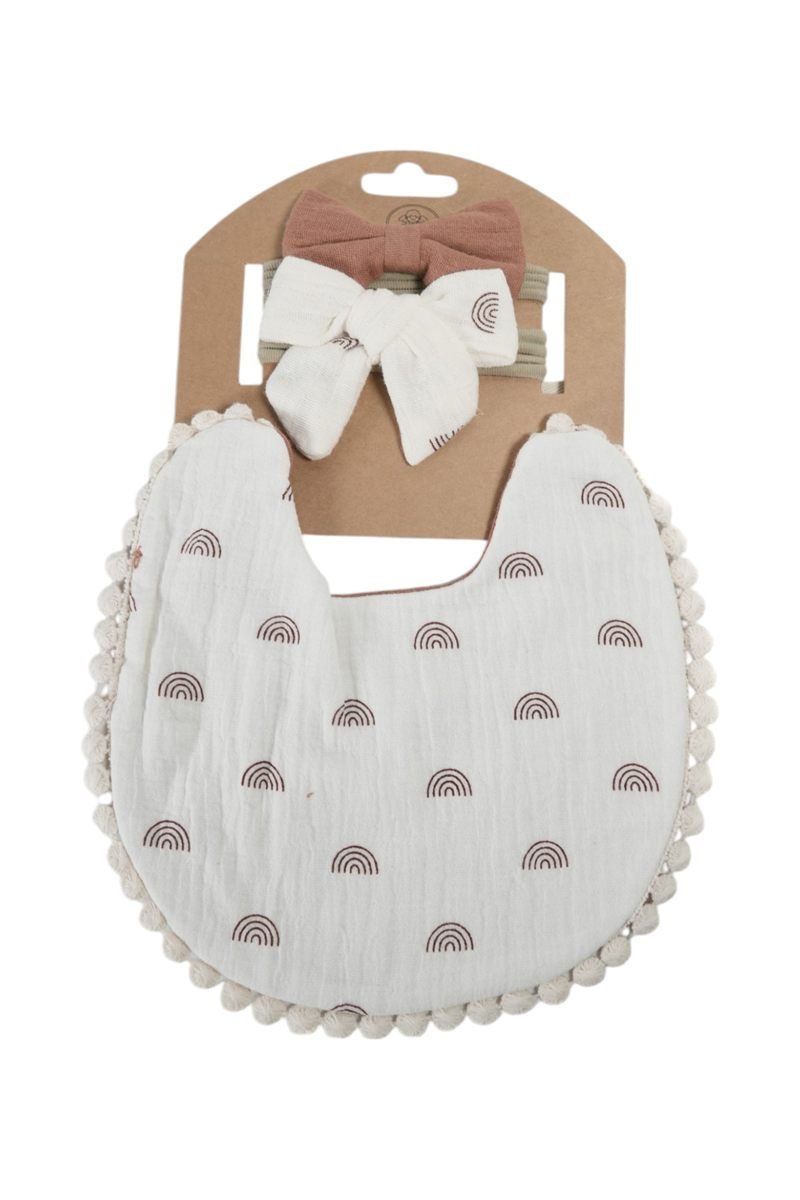 Ava Baby Bib and Ribbon Bow Set Multicolor