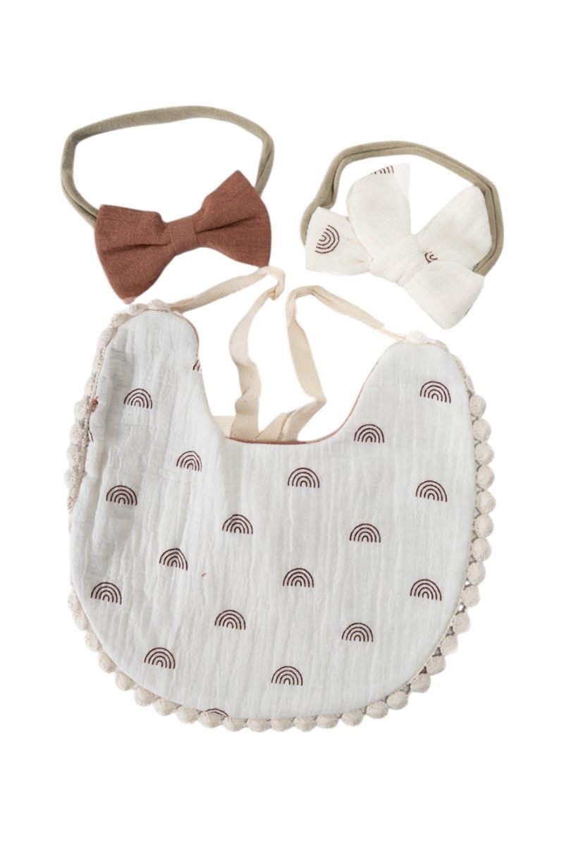 Ava Baby Bib and Ribbon Bow Set Multicolor – photo 2