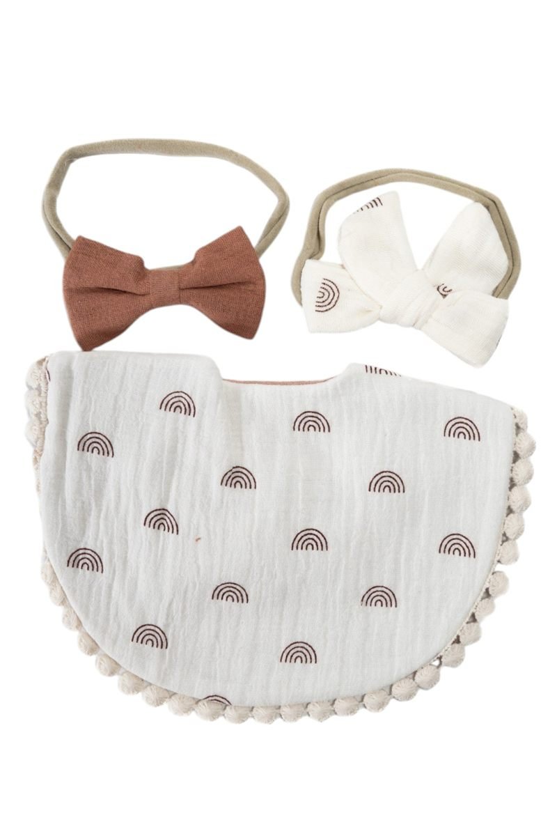 Ava Baby Bib and Ribbon Bow Set Multicolor – photo 3